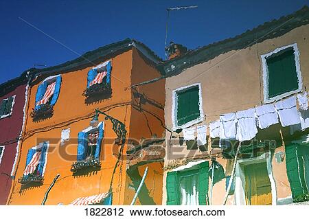 Reflections in water of Burano, Italy View Large Photo Image Stock Image - Reflections in water of Burano, Italy . Fotosearch