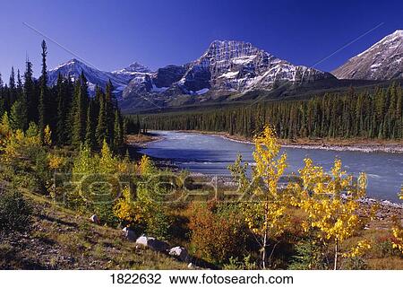 Stock Image - River and mountains, Banff National Park, Alberta, Canada. Fotosearch