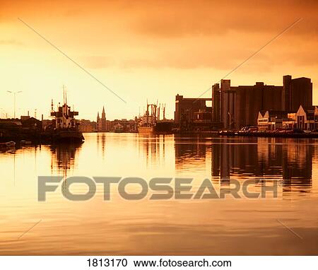 River Lee and docks, Cork City, Ireland View Large Photo Image Stock Image - River Lee and docks, Cork City, Ireland. Fotosearch