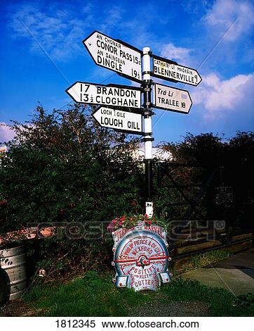 Stock Photography - Road signs, Dingle Peninsula, Co Kerry, Ireland. Fotosearch