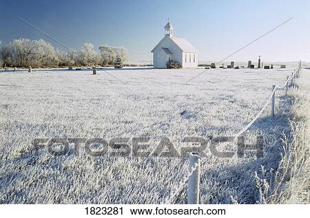 Stock Image - Saint Columba Anglican Church, Tuxford, Saskatchewan, Canada. Fotosearch
