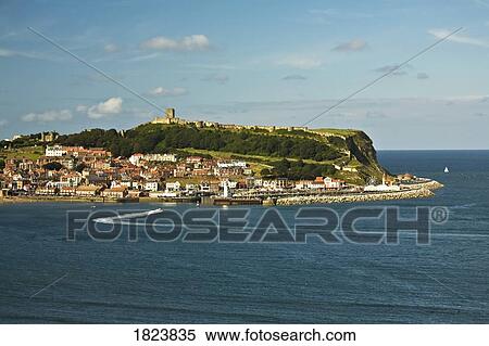 Stock Photography - Scarborough, North Sea, North Yorkshire, England, Scarborough Castle in the distance. Fotosearch