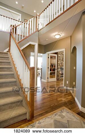 Staircase in a home View Large Photo Image Stock Photo - Staircase in a home. Fotosearch