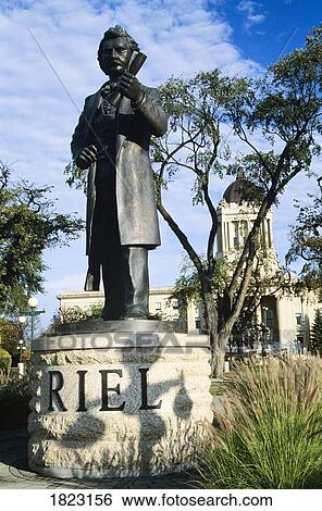 Statue of Louis Riel at the Manitoba Legislative grounds, Winnipeg, Canada View Large Photo Image Stock Photograph - Statue of Louis Riel at the Manitoba Legislative grounds, Winnipeg, Canada. Fotosearch