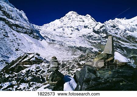 Stone Cairns, Annapurna Sanctuary, Nepal View Large Photo Image Stock Image - Stone Cairns, Annapurna Sanctuary, Nepal. Fotosearch