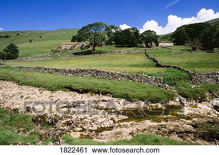 Stream, stone fences and fields, Yorkshire Dales National Park, England View Large Photo Image Stock Image - Stream, stone fences and fields, Yorkshire Dales National Park, England. Fotosearch