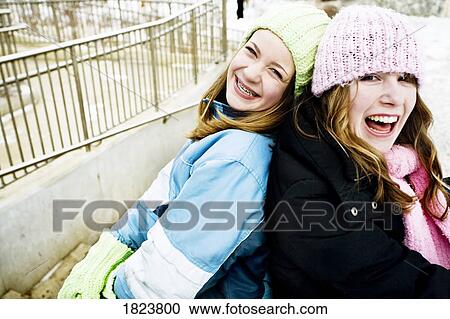 Stock Image - Two young girls together. Fotosearch