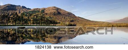 Stock Photo - Water reflection, Loch Lobhair, Scotland. Fotosearch