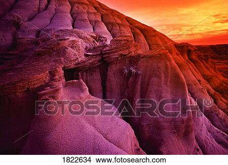 Picture - Weathered sandstone formations, Red Deer River valley near Drumheller, Alberta, Canada. Fotosearch