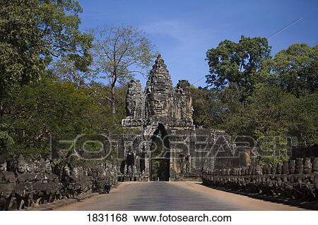 A main gate to the ancient city of Angkor Wat, Northwestern Cambodia View Large Photo Image Stock Photo - A main gate to the ancient city of Angkor Wat, Northwestern Cambodia. Fotosearch