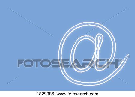 Stock Photograph - Airplane making AT sign with vapor trail. Fotosearch
