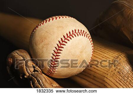 Stock Photography - Baseball bat, ball, glove. Fotosearch