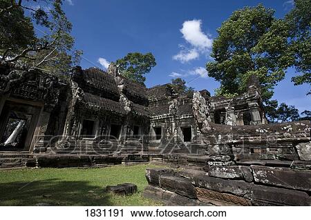 Stock Image - Bayon Temple, Angkor, Cambodia, UNESCO World Heritage Site. Fotosearch