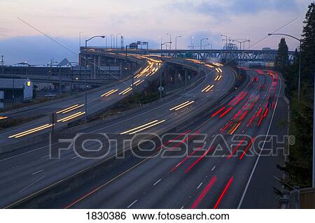 Blurred traffic on highway, Portland, Oregon, USA View Large Photo Image Stock Photograph - Blurred traffic on highway, Portland, Oregon, USA. Fotosearch