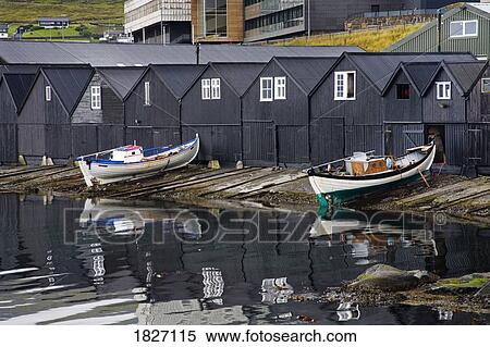 Stock Photography - Boat houses, Port of Tórshavn, Faroe Islands, Kingdom of Denmark . Fotosearch