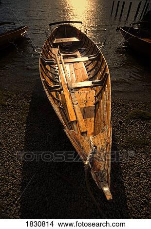 Picture - Boat on shore, Keswick, Cumbria, England. Fotosearch