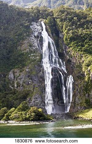 Stock Photograph - Bowen Falls, Milford Sound, New Zealand. Fotosearch