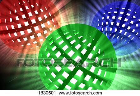 Stock Image - Brightly illuminated spheres. Fotosearch