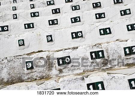 Stock Image - Bullring seats, Mijas Malaga Province, Costa del Sol, Spain, Europe. Fotosearch
