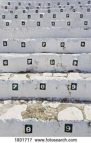 Stock Photo - Bullring seats, Mijas Malaga province, Costa del Sol, Spain, Europe. Fotosearch