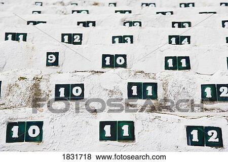 Stock Photo - Bullring seats, Mijas Malaga province, Costa del Sol, Spain, Europe. Fotosearch