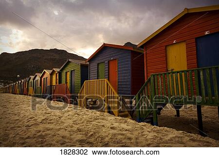 Changing huts along the beach, Cape Town, South Africa View Large Photo Image Stock Image - Changing huts along the beach, Cape Town, South Africa. Fotosearch