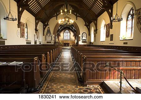 Stock Image - Church interior, Lake District, Cumbria, England. Fotosearch
