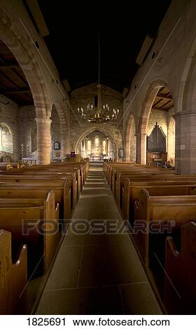 Stock Image - Church sanctuary, Holy Island, Bewick, England. Fotosearch