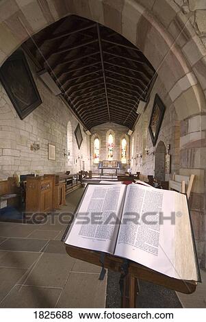 Church with open Bible, Holy Island, Bewick, England View Large Photo Image Stock Photo - Church with open Bible, Holy Island, Bewick, England. Fotosearch