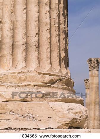 Stock Photography - Closeup view of columns, Katakolon, Greece . Fotosearch
