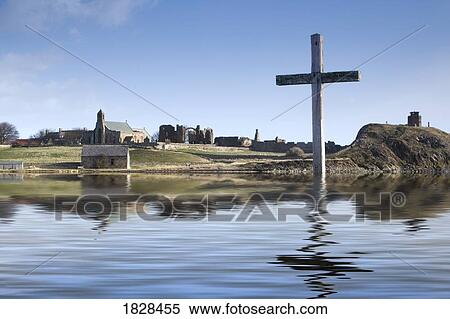 Cross in water, Bewick, England View Large Photo Image Stock Photography - Cross in water, Bewick, England. Fotosearch