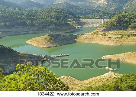 Stock Image - Dam, Presa de Guadalhorce, Guadalteba, Málaga, Andalucia, Spain, Europe. Fotosearch