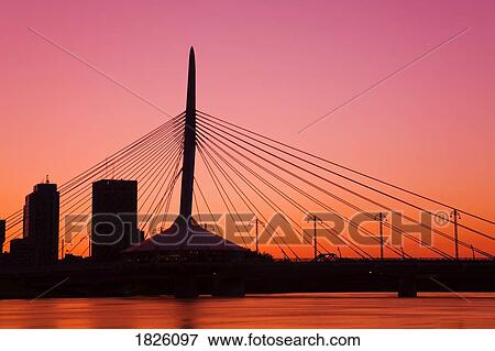 Esplanade Riel Bridge over the Red River, Winnipeg, Manitoba, Canada View Large Photo Image Stock Photo - Esplanade Riel Bridge over the Red River, Winnipeg, Manitoba, Canada . Fotosearch