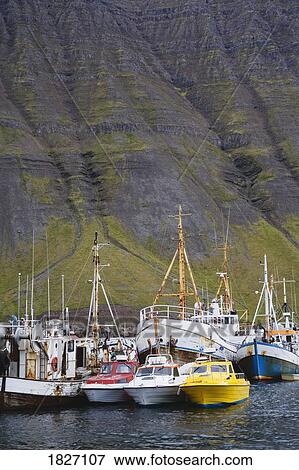 Fishing vessels, Port of Isafjordur, West Fjords Region, Iceland View Large Photo Image Stock Photo - Fishing vessels, Port of Isafjordur, West Fjords Region, Iceland . Fotosearch