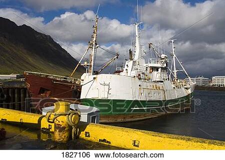 Stock Photograph - Fishing Vessels, Port of Ísafjörður, West Fjords Region, Iceland . Fotosearch