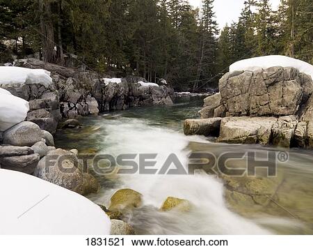 Stock Image - Flowing river, Whistler, BC, Canada. Fotosearch
