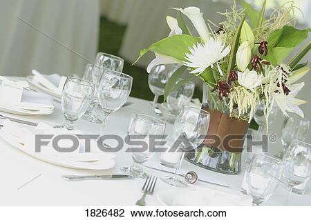 Stock Image - Formal table settings. Fotosearch