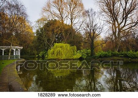 Stock Photo - Gazebo by the water, Dublin, Ireland. Fotosearch
