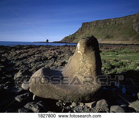 Stock Image - Giant's Boot, Giant's Causeway, Co Antrim, Ireland. Fotosearch