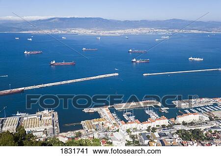 Gibraltar town, Gibraltar, bay and shipping vessels View Large Photo Image Stock Image - Gibraltar town, Gibraltar, bay and shipping vessels. Fotosearch