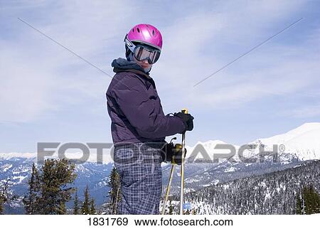 Stock Photo - Girl skier. Fotosearch