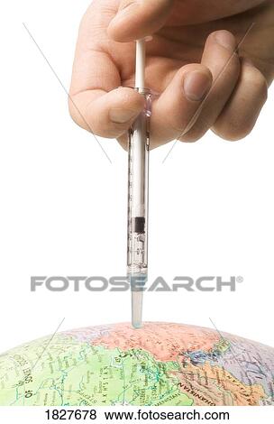 Stock Photo - Giving injections to the world. Fotosearch