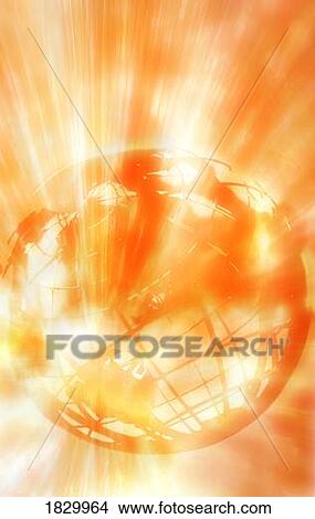 Globe with yellow radiation View Large Photo Image Picture - Globe with yellow radiation. Fotosearch
