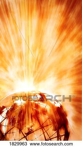 Globe with yellow radiation View Large Photo Image Stock Image - Globe with yellow radiation. Fotosearch