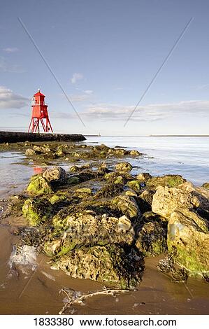 Herd Groyne Lighthouse, South Shields, Tyne and Wear, England View Large Photo Image Stock Image - Herd Groyne Lighthouse, South Shields, Tyne and Wear, England. Fotosearch