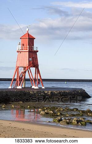 Herd Groyne Lighthouse, South Shields, Tyne and Wear, England View Large Photo Image Stock Image - Herd Groyne Lighthouse, South Shields, Tyne and Wear, England. Fotosearch