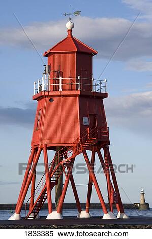 Stock Photography - Herd Groyne Lighthouse, South Shields, Tyne and Wear, England. Fotosearch