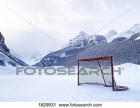 Hockey goal on frozen lake, Lake Louise, Banff, Alberta, Canada View Large Photo Image Stock Image - Hockey goal on frozen lake, Lake Louise, Banff, Alberta, Canada. Fotosearch