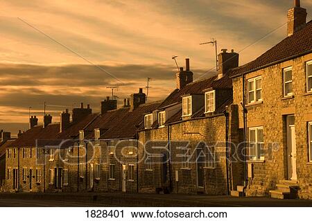 Houses at dusk, Thaornton Le Dale, Yorkshire, England View Large Photo Image Stock Image - Houses at dusk, Thaornton Le Dale, Yorkshire, England. Fotosearch