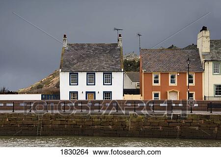Picture - Houses on waterfront, Maryport, Cumbria, England. Fotosearch
